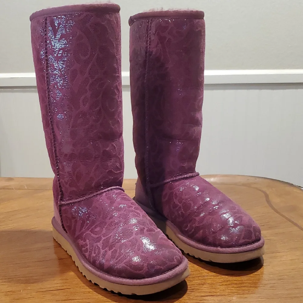 Ugg Tall Purple Flora Boots Limited Edition